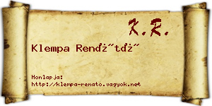 Klempa Renátó névjegykártya